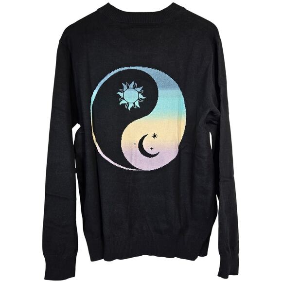Spiritual Gangster Unisex Yin Yang Parker Sweater Cashmere Blend Vtg Black L NWT - Picture 3 of 13
